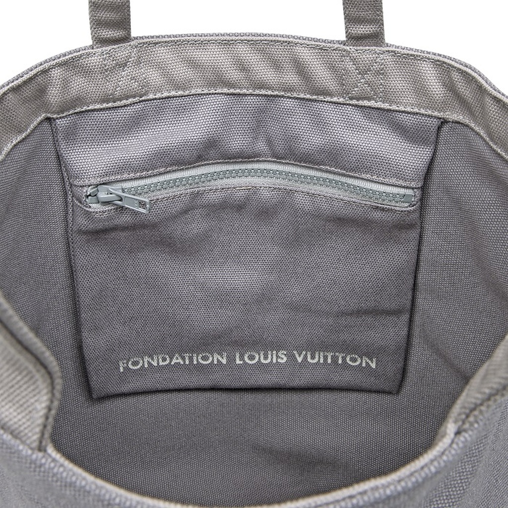Shop Fondation Louis Vuitton Fondation Louis Vuitton Canvas Tote Bag  (White/Grey) by shonacompany